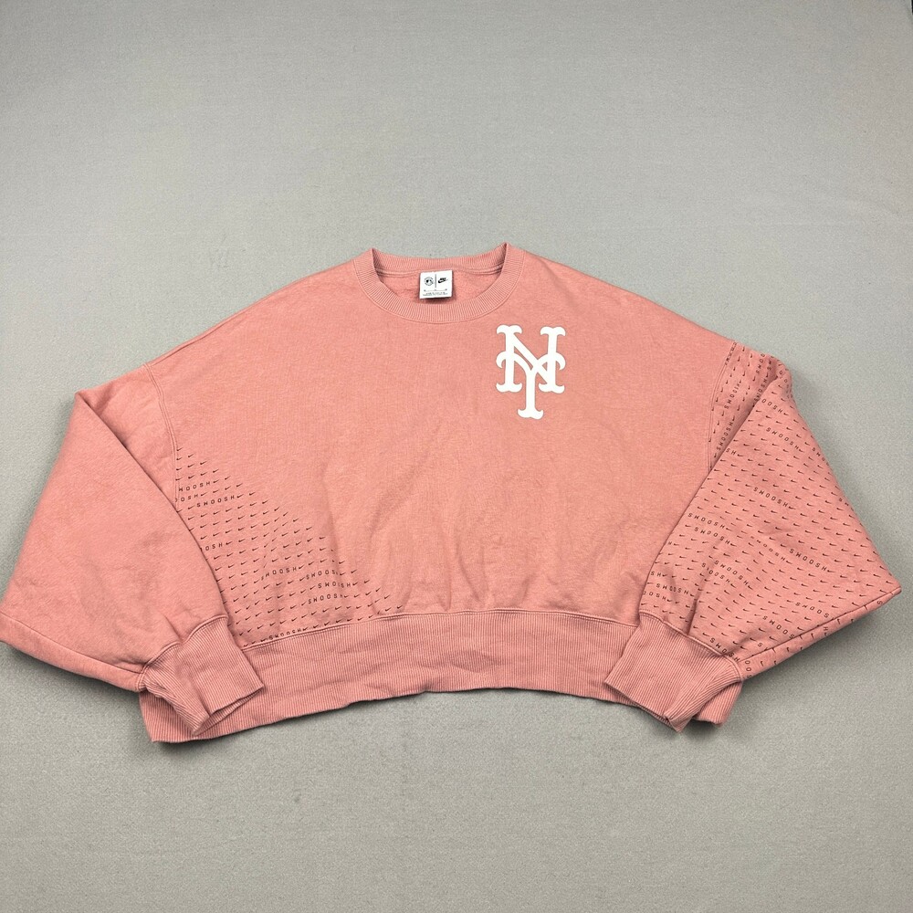 New York Mets Sweatshirt Women Medium Pink Nike Baseball Oversized Crewneck M